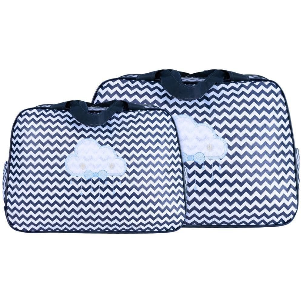 Kit Bolsas Maternidade Nuvem Chevron Baby Azul Marinho