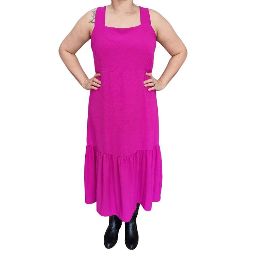Vestido Feminino Lu Ripper 100% Poliéster Fúcsia