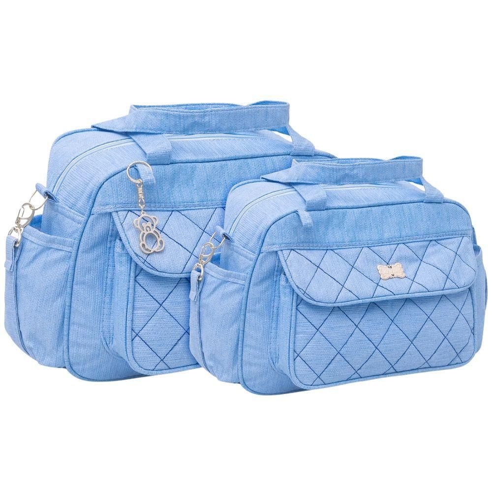 Kit Bolsas Maternidade Matelassê Classic Azul Claro