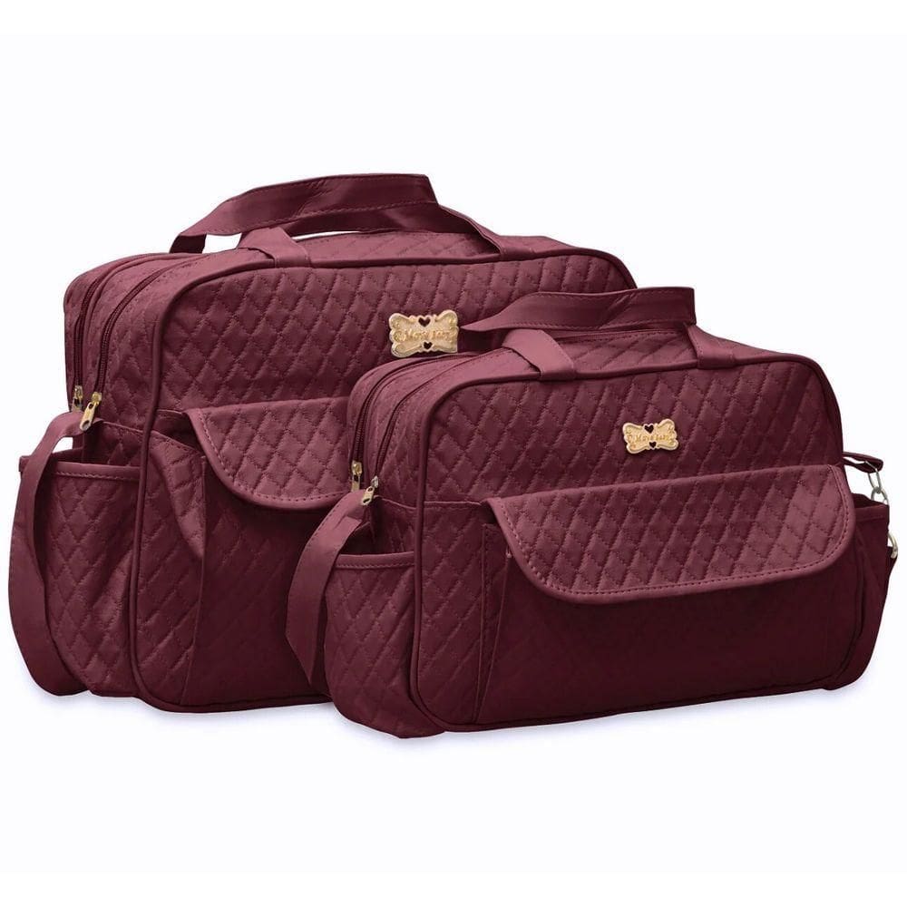 Kit Bolsas Maternidade Baby Matelassê Quality Vinho