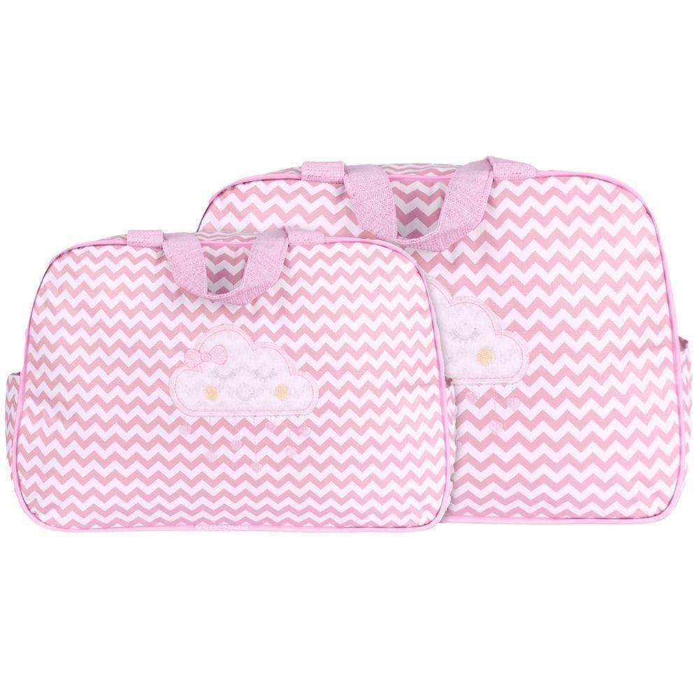 Kit Bolsas Maternidade Nuvem Chevron Baby Rosa