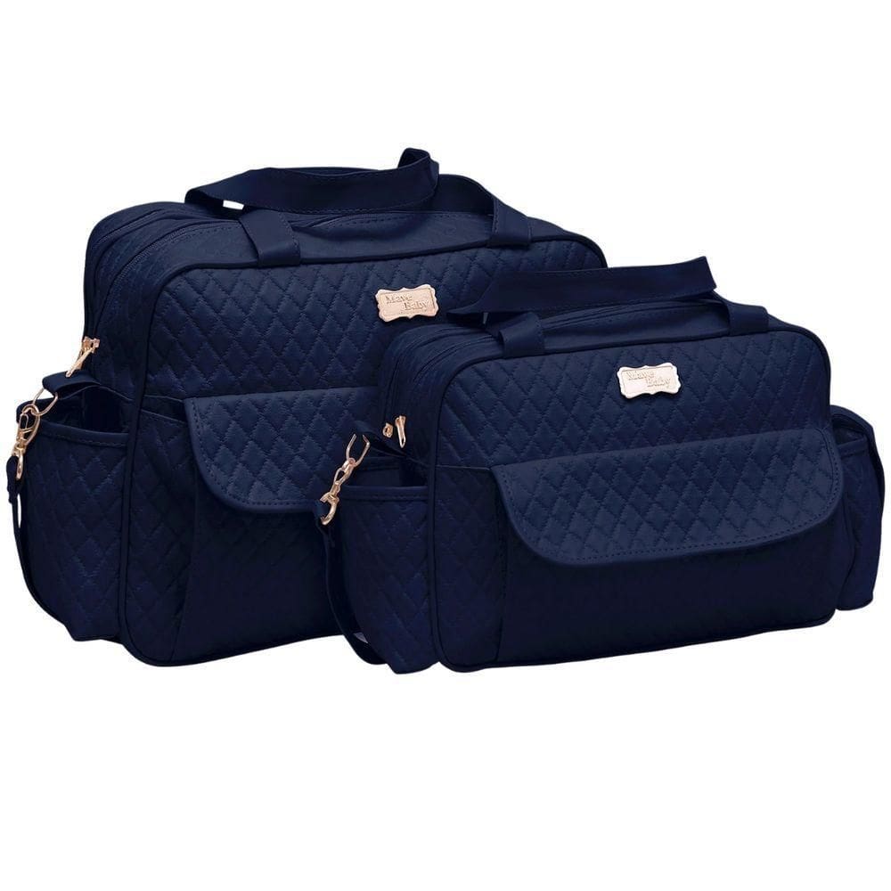 Kit Bolsas Maternidade Baby Matelassê Quality Azul Marinho