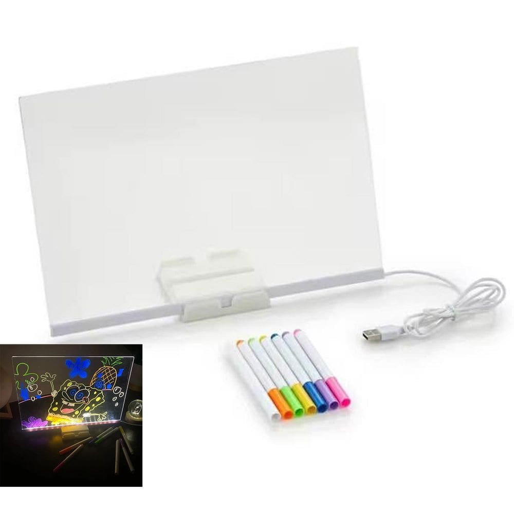Lousa Luminaria LED Quadro Caneta Desenho Escrita Anotaçoes Recado Mesa Casa Quarto Escritorio Decoraçao