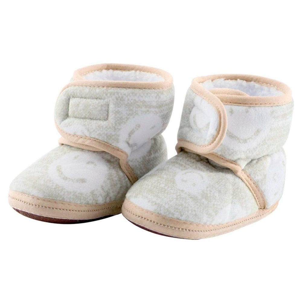Pantufa Sapatinho Infantil Bebe Amarela Forrada com fecho aderente