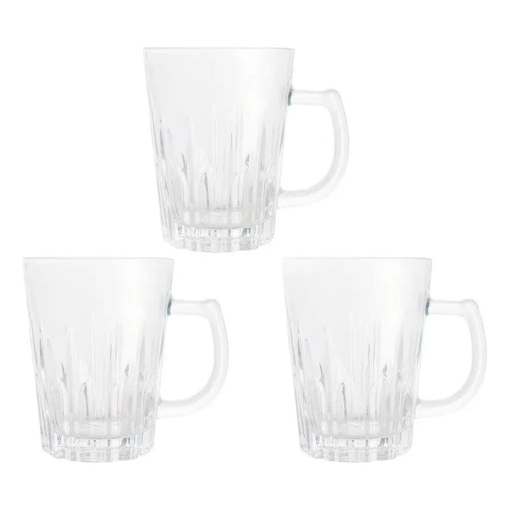 Conjunto 3 Canecas Vidro diversas 175ml Lyor