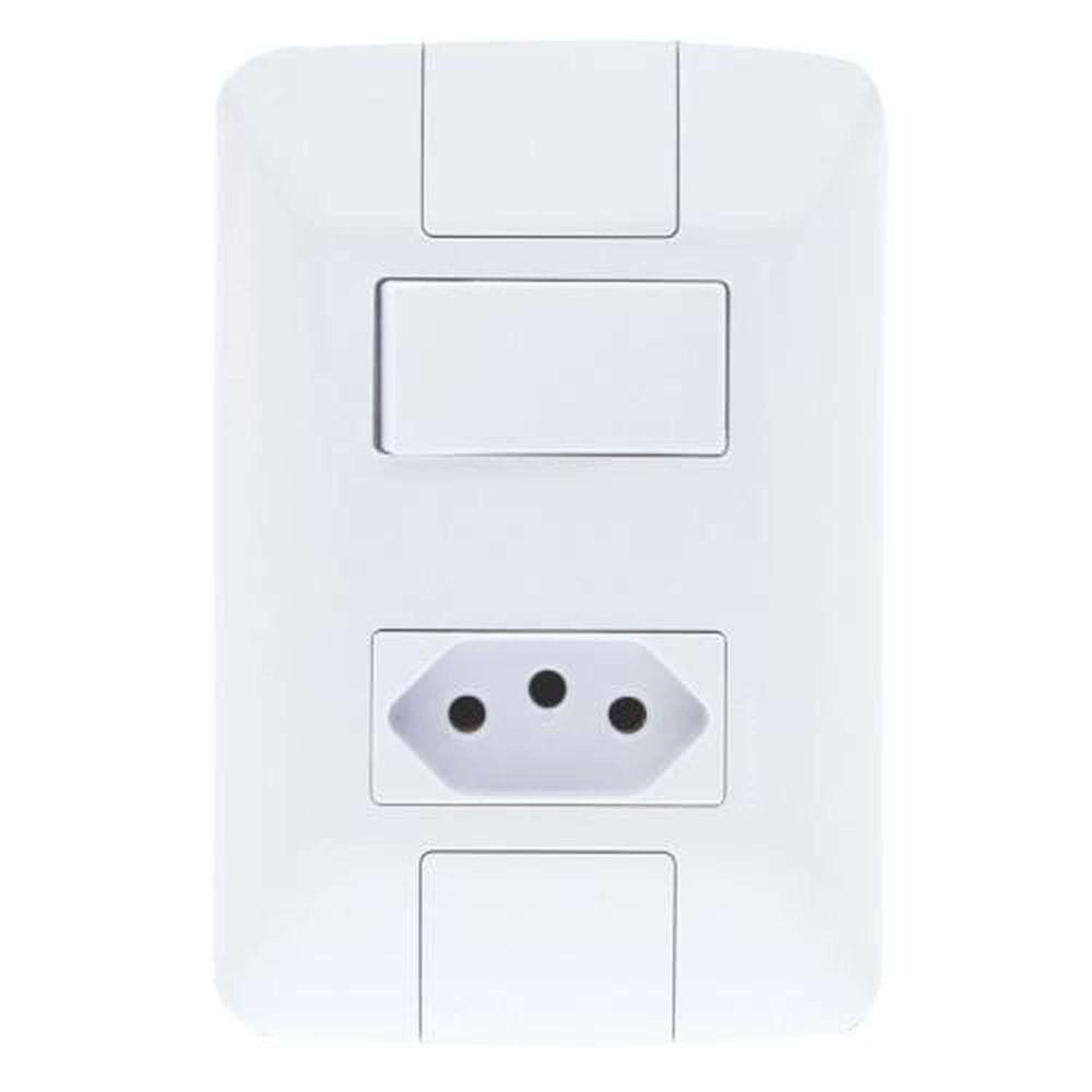Interruptor Simples + Tomada 20a Linha Aria Tramontina - Branco - Modular - Fixação Facilitada