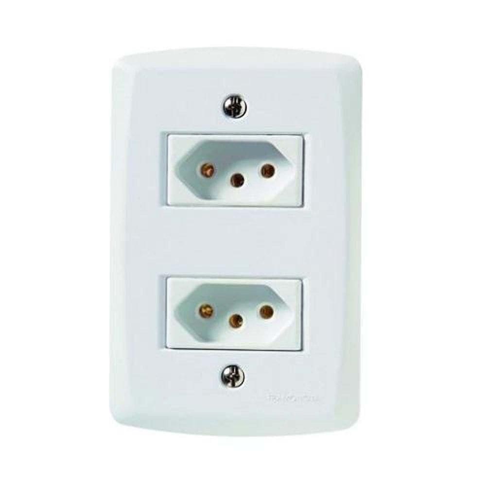 Conjunto 2 Tomadas 3p 10a Lux2 Tramontina - Branco - Sistema Modular