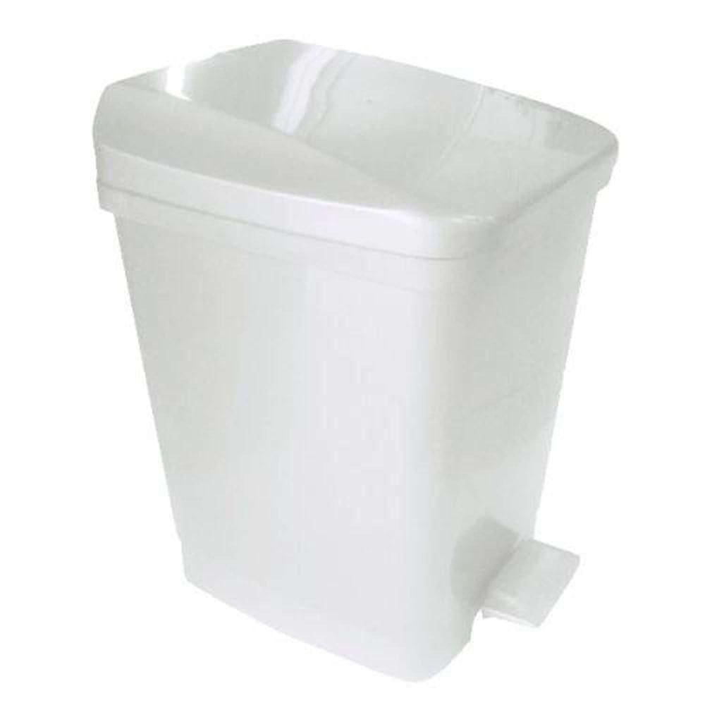 Lixeira Plástica Quadrada 9 Litros Com Pedal Branco - Altura 28cm - Metasul