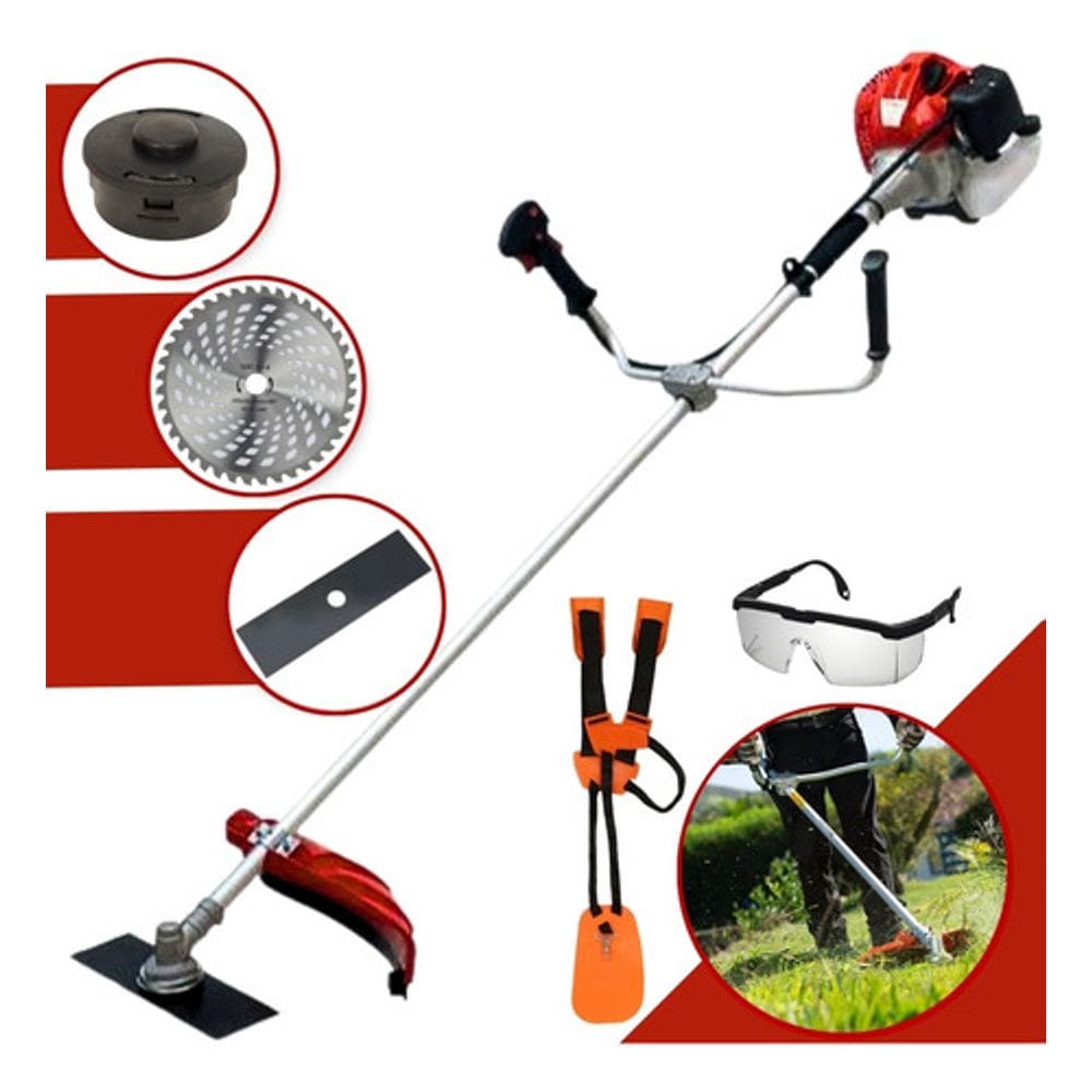 Roçadeira Anmax Cg430 43cc Cortador De Grama, Mato + Lamina Videa 40D p/ Cortar Troncos + Óculos Protetor