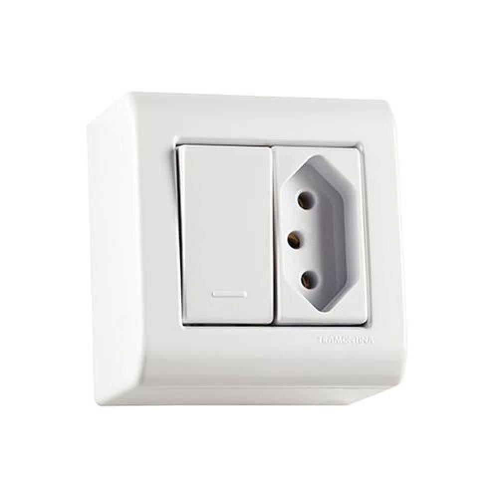 Interruptor Simples + Tomada 10a Tramontina Lizflex - Conjunto Elétrico