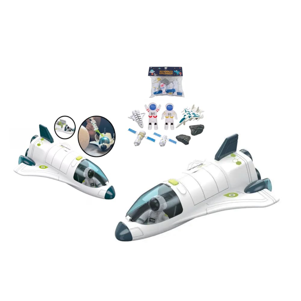 Kit Brinquedo Boneco Astronauta Nave Foguete Missão Espacial