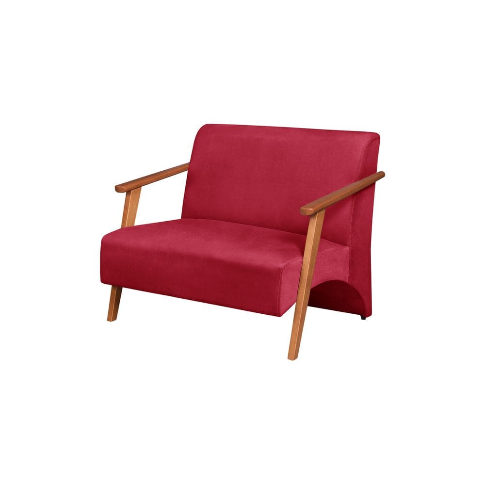 Poltrona Namoradeira Venus Braço Madeira Maciça Suede Unidecor