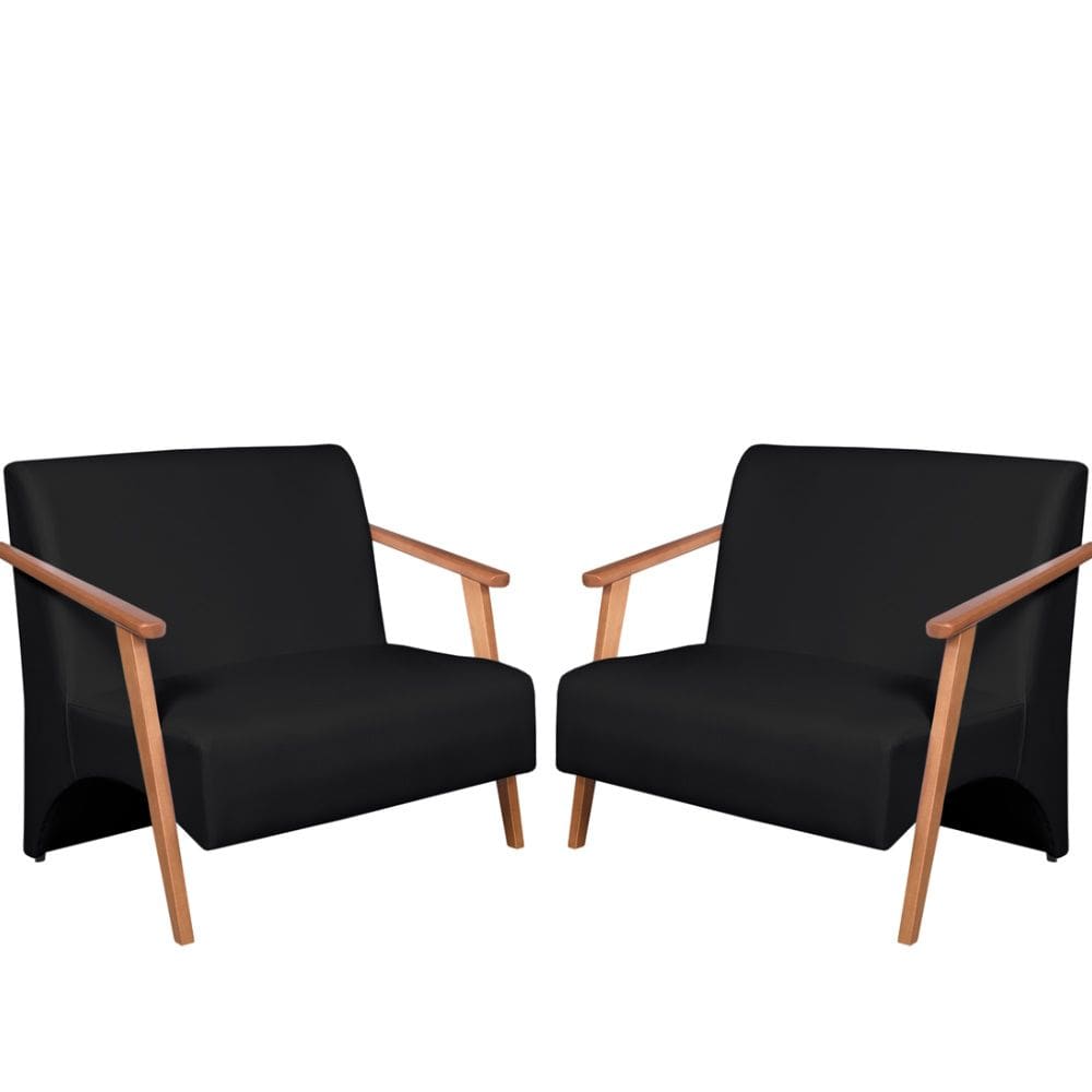 Kit 2 Poltronas Namoradeira Venus Braço Madeira Maciça Tecido Sintético Unidecor