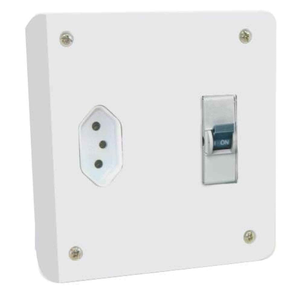 Caixa De Distribuição Cd Para Ar Condicionado Com Disjuntor Din 20a + Tomada 20a - Mectronic