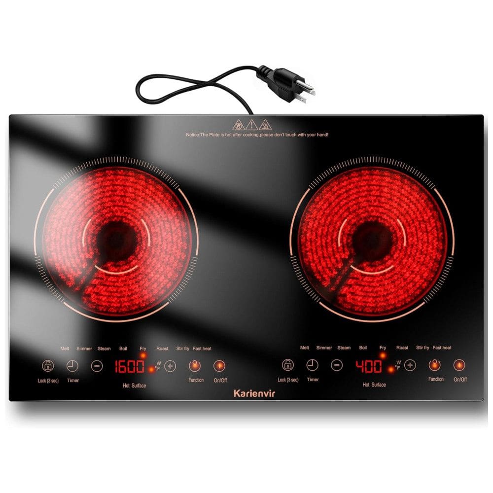 Cooktop Elétrico 2 Bocas 110v, 60cm, Embutir, Touch, Segurança, Timer, 2000W.Karienvir