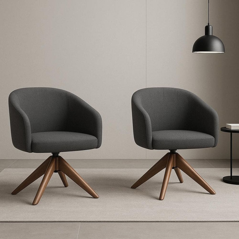 Kit com 2 Poltronas Giratórias Zara em Madeira Castanho – Exclusiva