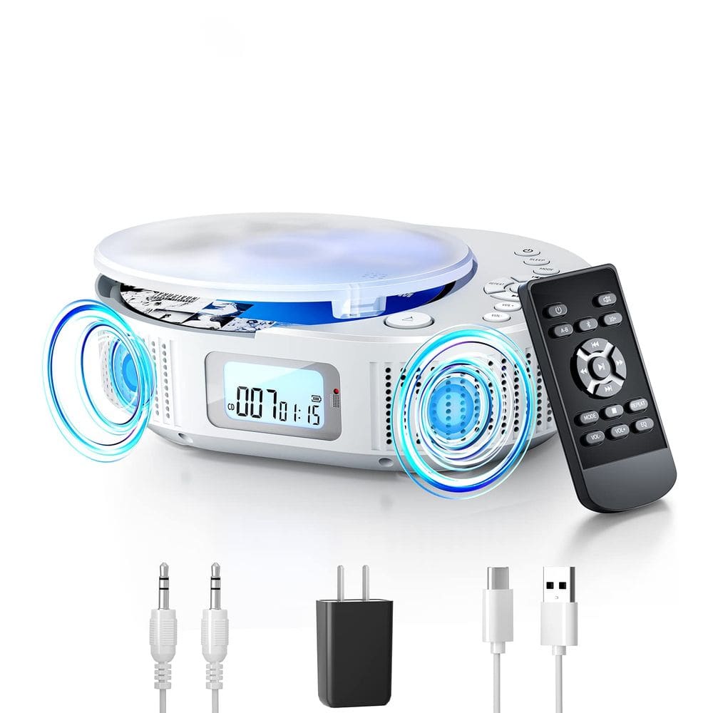 Leitor de CD portátil FELEMAN atualizado Boombox com Bluetooth