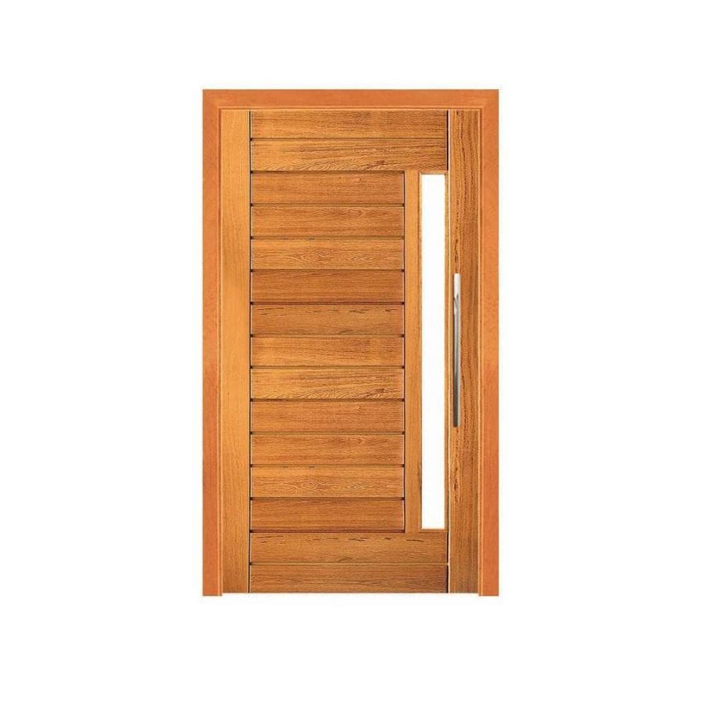 Porta Pivotante Contemporânea com Visor - Madeira Maciça - Angelim