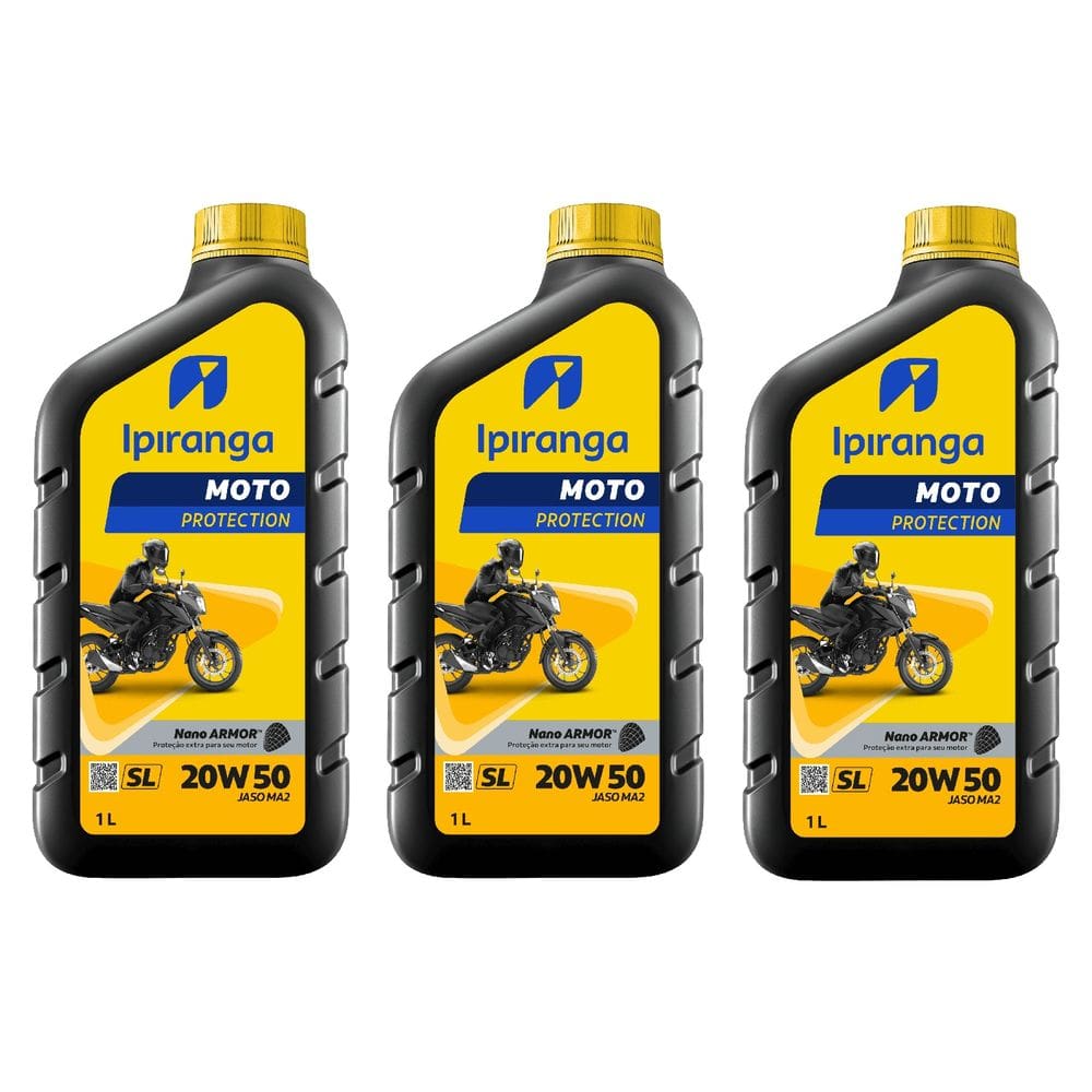 kit 3l ÓLEO MINERAL IPIRANGA MOTO PROTECTION 20W50 SL JASO MA2 Genuíno Honda