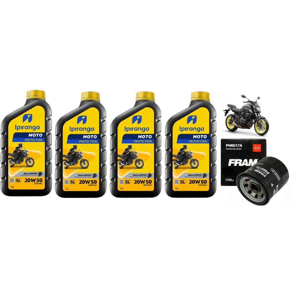 TROCA DE OLEO 4L IPIRANGA MOTO PROTECTION 20W50 SL + FILTRO ÓLEO FRAM PH6017A Xj6 Hornet Cb