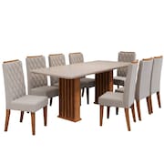 Conjunto de Mesa Sala de Jantar Tampo com Vidro Mond 2m 8 Cadeiras Bele Veludo Viero