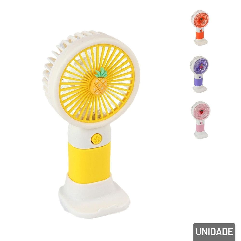 Ventilador de Mão 15cm Recarregável USB Cores - Tudo em Caixa