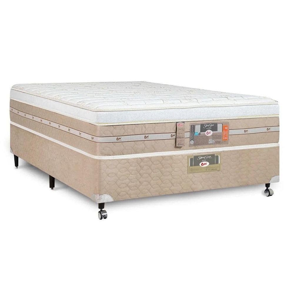 Cama Box Casal Castor Silver Star Air One Face  138x188x59 + Box Castor