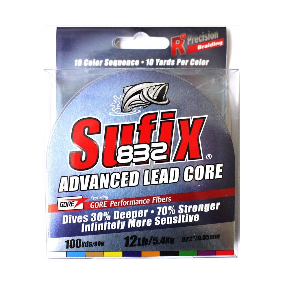 Bobina de 9,1 m com medidor de 5,4 kg, núcleo de grafite, linha de pesca Sufix 832