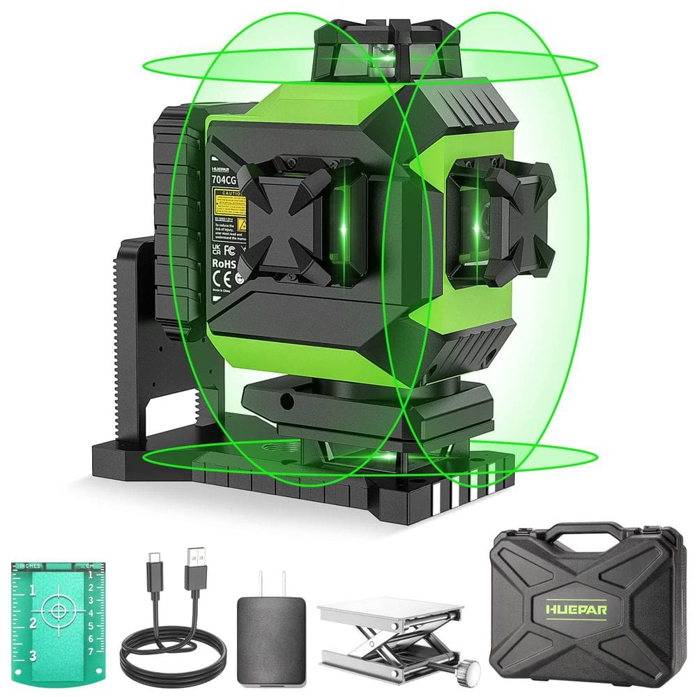 Nível de laser Huepar 704CG 4x360 16 linhas Green Beam