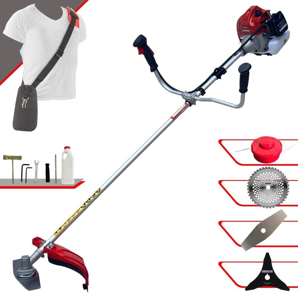 Roçadeira Profissional Kawashima BCJ620-L À Gasolina 62cc 3HP 4 Em 1 Com Carretel Nylon + Lâmina 2 Pontas + Lâmina 3 Pontas + Lâmina 40 Dentes Vídea