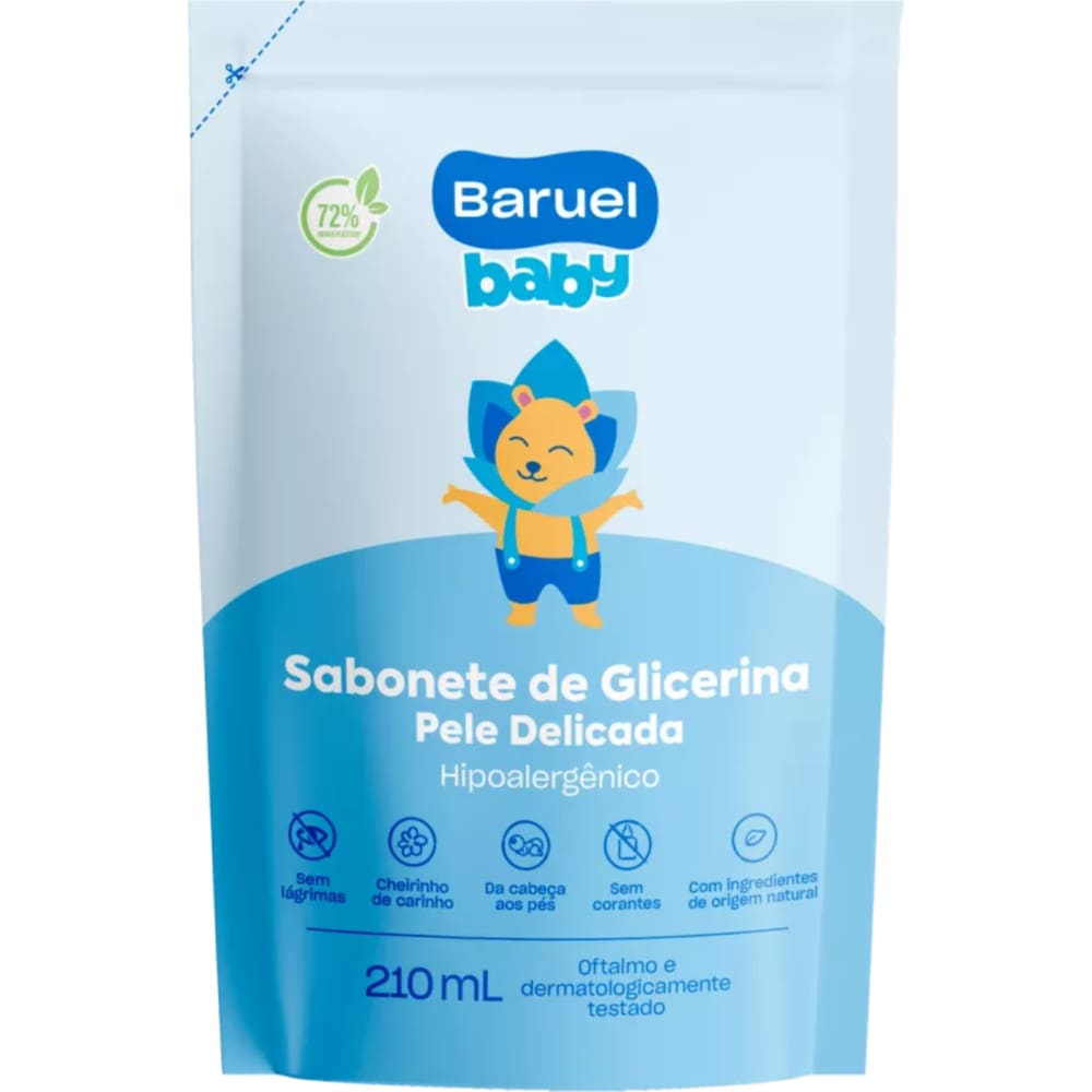 Sabonete Líquido Baruel Baby com Glicerina Pele Delicada Refil 210ml