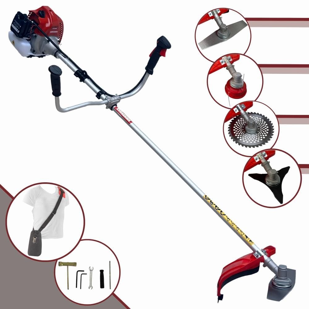 Roçadeira Lateral Multifuncional Kawashima BCJ620L À Gasolina Motor 2 Tempos 3HP 62cc 10.000rpm Kit Extra de Faca 3 Pontas e Faca 40 Dentes de Vídea