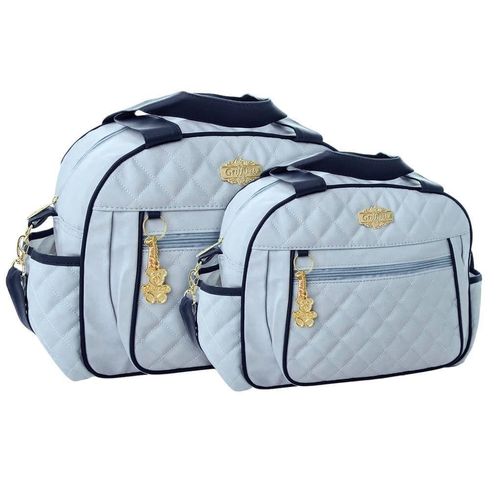 Kit Bolsas Maternidade Matelassê Baby Essence Azul Claro