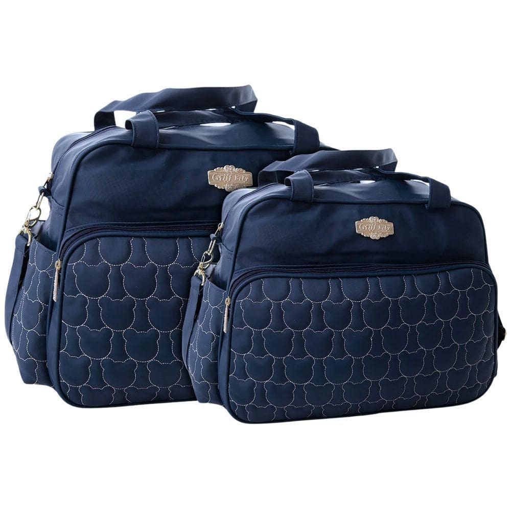 Kit Bolsas Maternidade Matelassê Baby Classic Azul Marinho