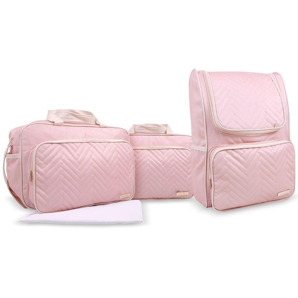 Kit Bolsas E Mochila Maternidade Baby Classic Premium Rosa