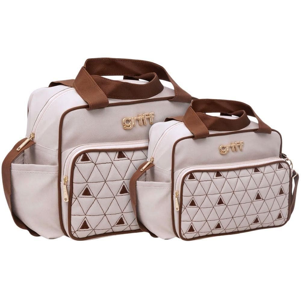 Kit Bolsas Maternidade Triângulo Baby Premium Bege