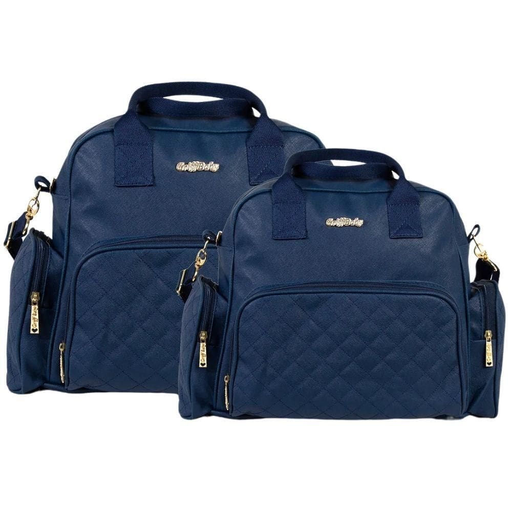 Kit Bolsas Maternidade Matelassê Baby Elegance Azul Marinho