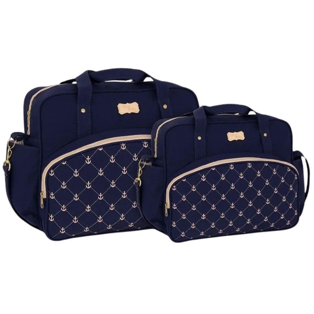 Kit Bolsas Maternidade Bordado Baby Royal Gold Azul Marinho