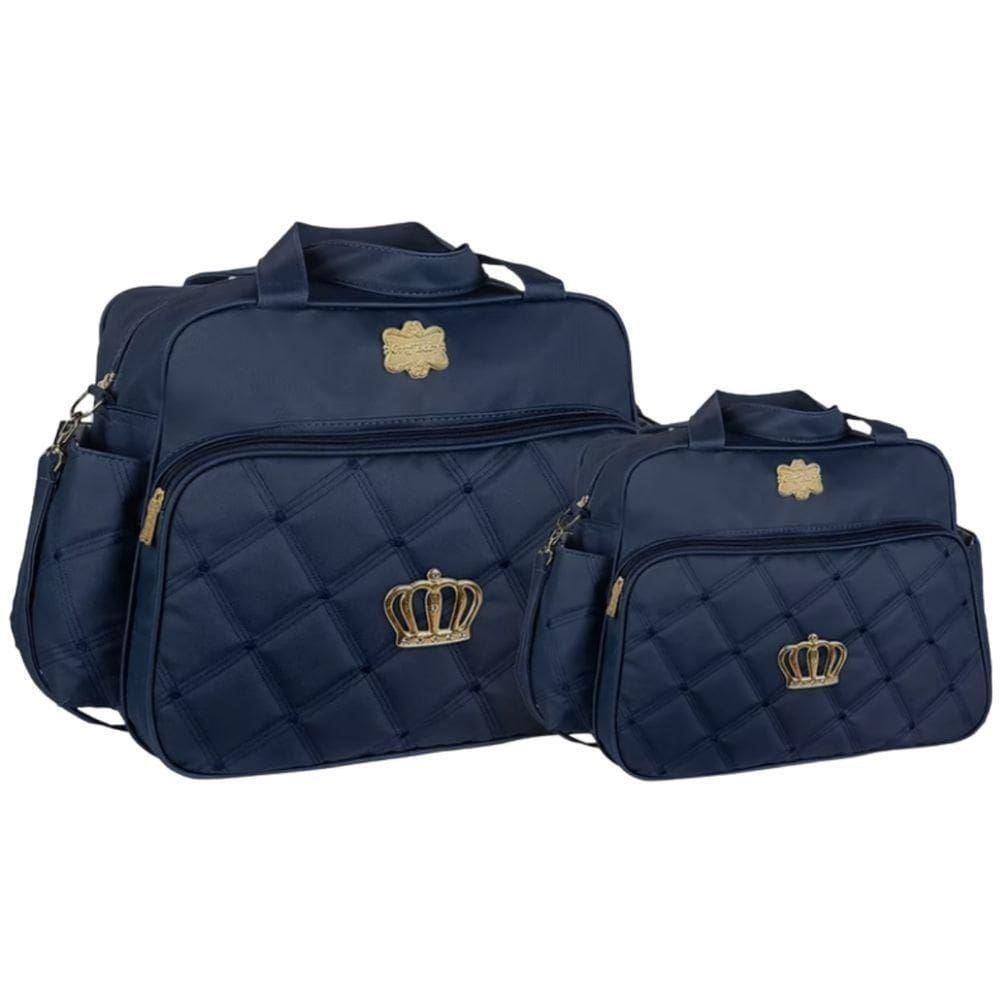 Kit Bolsas Maternidade Baby Coroa Elegance Azul Marinho
