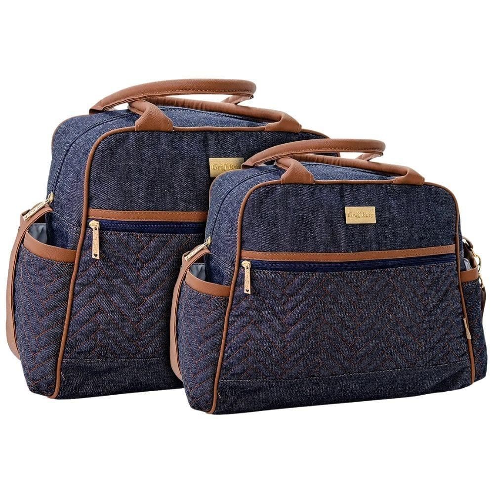 Kit Bolsas Maternidade Matelassê Baby Classic Premium Jeans