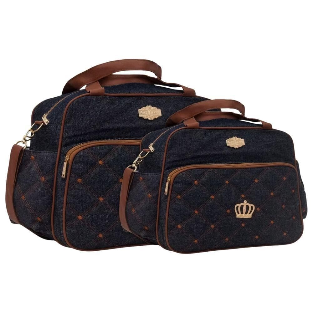 Kit Bolsas Maternidade Baby Jeans Elegance Jeans E Marrom