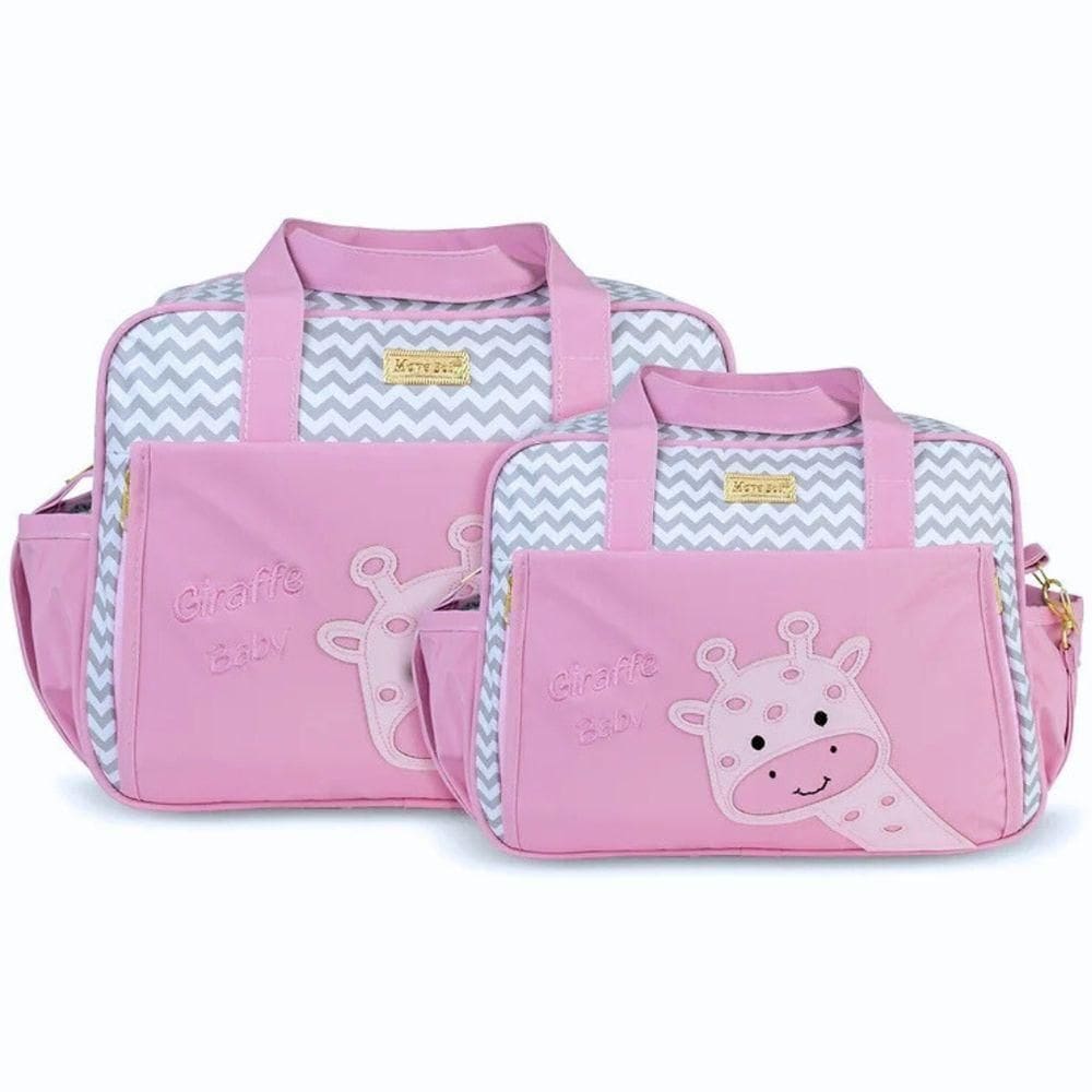 Kit Bolsas Maternidade Giraffe Baby Prime Cinza E Rosa
