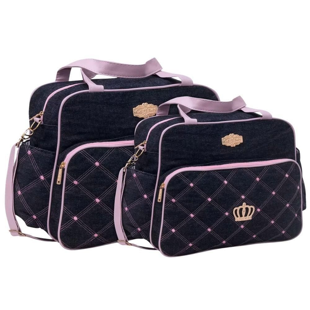 Kit Bolsas Maternidade Baby Jeans Elegance Jeans E Rosa