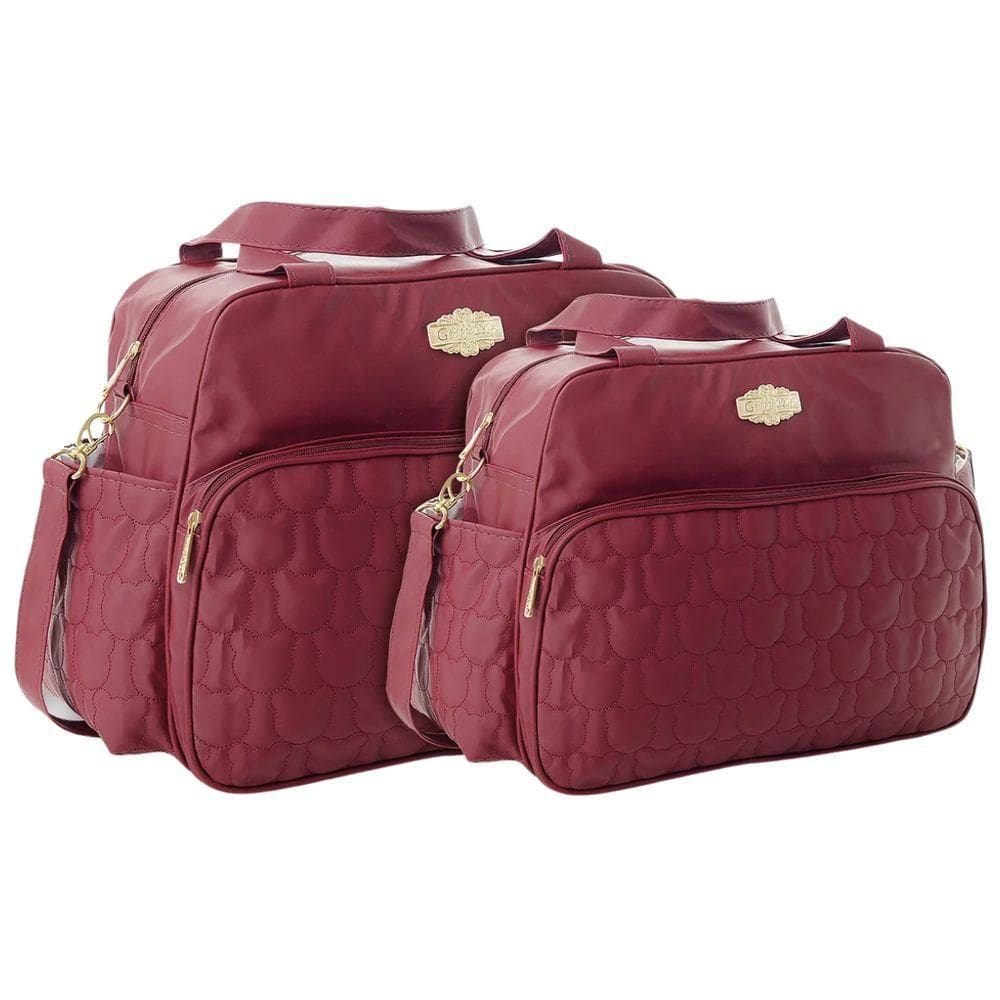 Kit Bolsas Maternidade Matelassê Baby Classic Vinho
