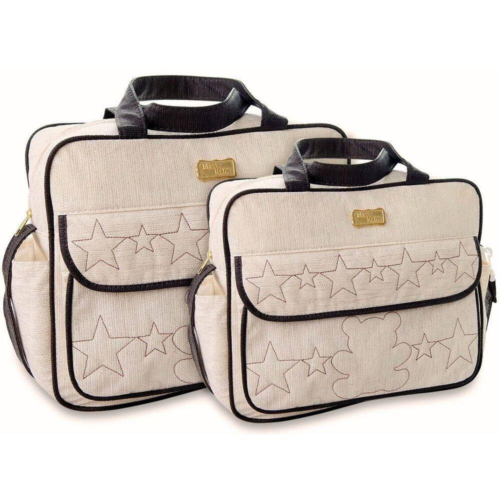 Kit Bolsas Maternidade Príncipe Princesa Baby Bege