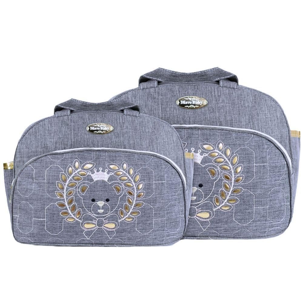 Kit Bolsas Maternidade Baby Essence Cinza E Dourado