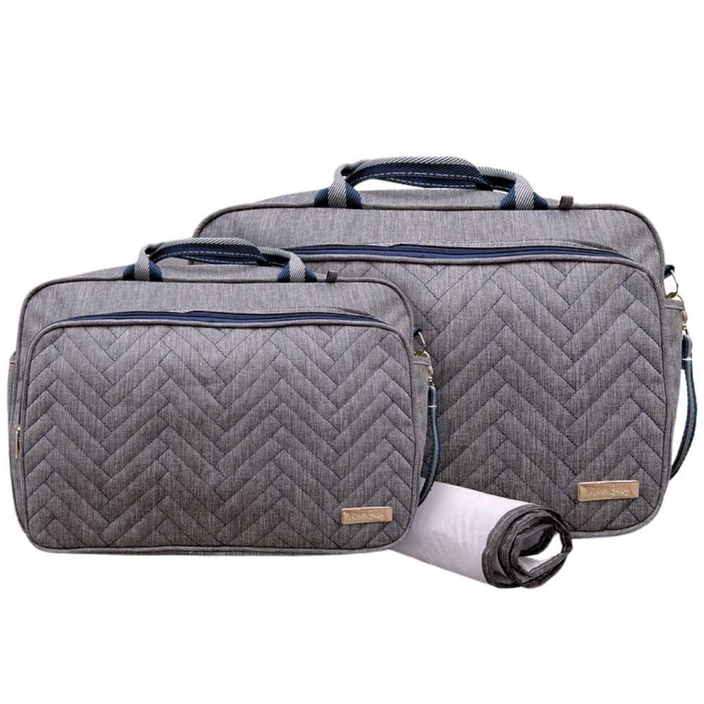 Kit Bolsas Maternidade Bebê Classic Premium Cinza E Marinho