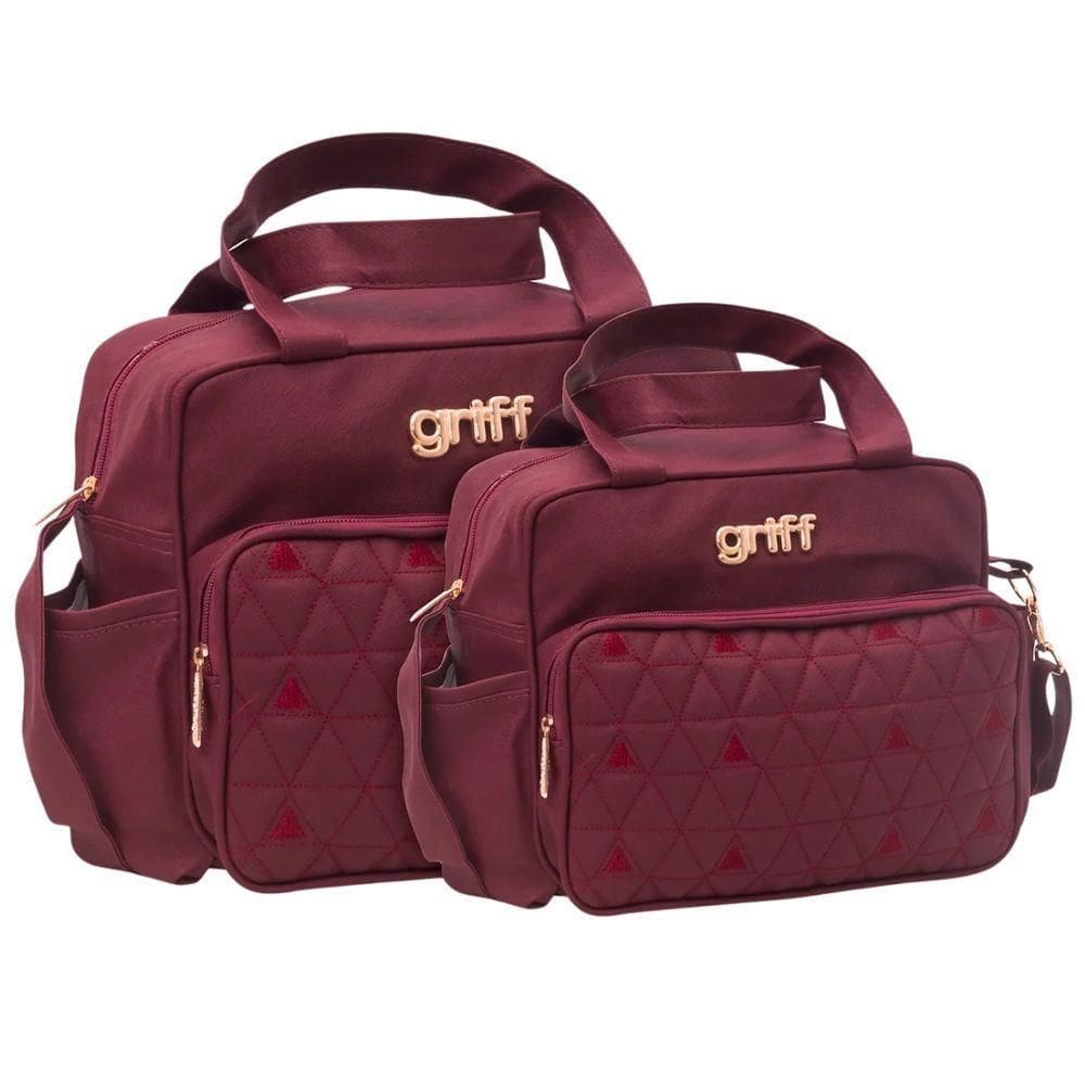 Kit Bolsas Maternidade Triângulo Baby Premium Vinho