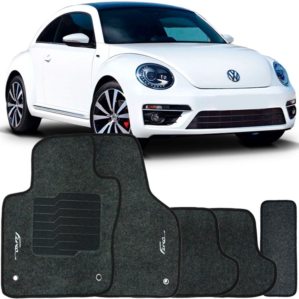 Jogo de Tapete Automotivo Carpete Volkswagen Vw Fusca 2013 à 2016 Soft Logo Bordado 5 Peças