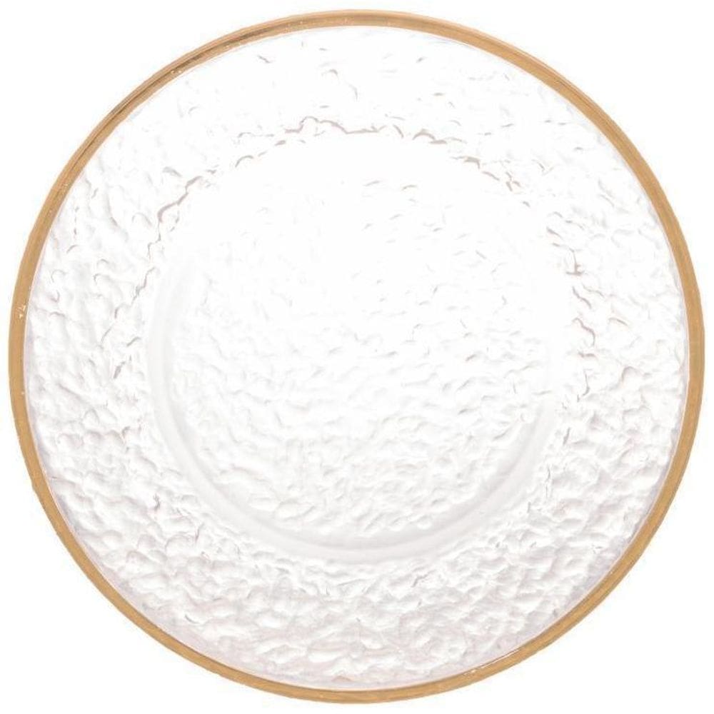 Prato Sobremesa Lyor Petra De Cristal Com Fio De Ouro 20Cm